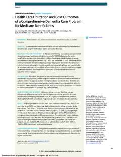 Health Care Utilization and Cost Outcomes of a Comprehensive Dementia Care Program for Medicare Beneficiaries