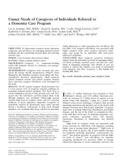 Unmet Needs of Caregivers of Individuals Referred to a Dementia Care Program