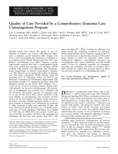 Quality of Care Provided by a Comprehensive Dementia Care Comanagement Program