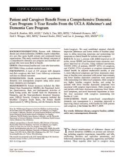 Patient and Caregiver Benefit From a Comprehensive Dementia Care Program: 1-Year Results From the UCLA Alzheimer’s and Dementia Care Program