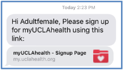 myUCLAhealth patient sample text message