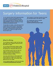 Image of brochure cover - Preparing Teens for Surgery