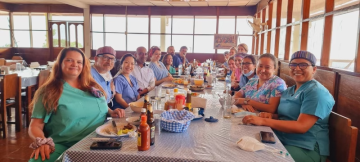 Team members at lunch in Guatemala