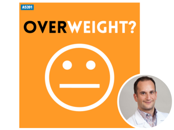 The word "Overweight" with an unhappy emoji.