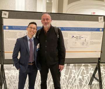 Drs. Danny Kim and Maxime Cannesson in front of their research poster