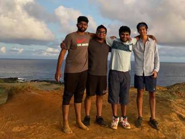 Arul Venkatesh with friends at the beach