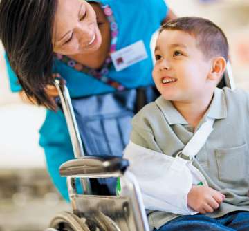 Nurse Talking with Injured Boy