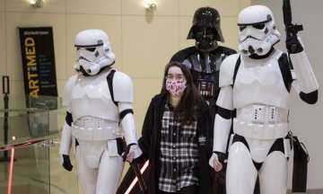 Kathlyn Chassey of San Antonio, Texas with Star Wars Storm Troopers
