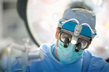 A surgeon during an LVRS procedure