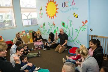 Students, parents and teachers during circle time