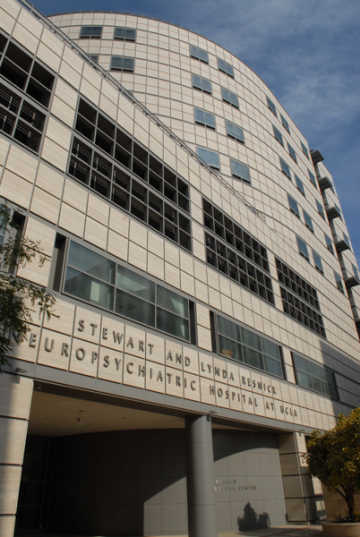 Stewart and Lynda Resnick Neuropsychiatric Hospital building entrance.