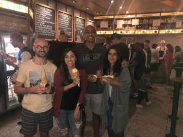 Residents eating ice cream at Salt and Straw