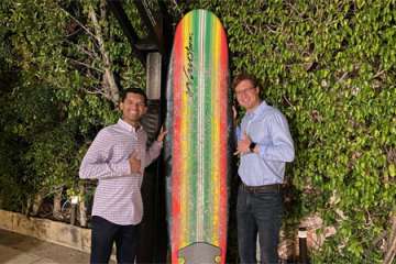 Ceremonial transfer of the UCLA Endocrine Surgery surfboard