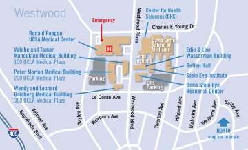 Map with directions to UCLA Cardiac Arrhythmia Center
