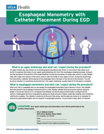 Esophageal manometry with catheter placement during EGD