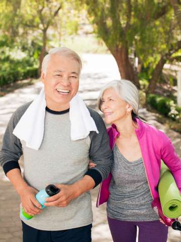 Older couple - light exercise. Diabetes program, hyperglycemia.