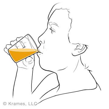 Illustration of person drinking juice. Diabetes program, hypoglycemia