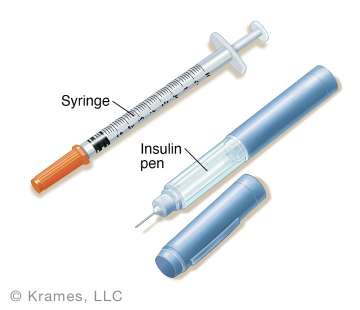 Illustration of insulin pen and syringe