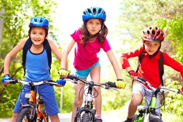 Kids riding bicycles