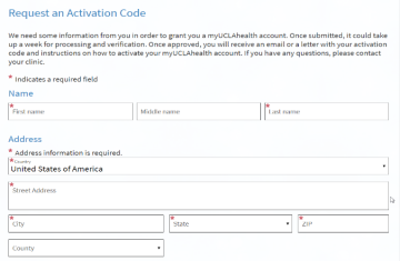 Request an Activation Code form