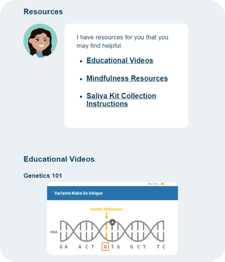 Screenshot virtual genetic counseling assistant