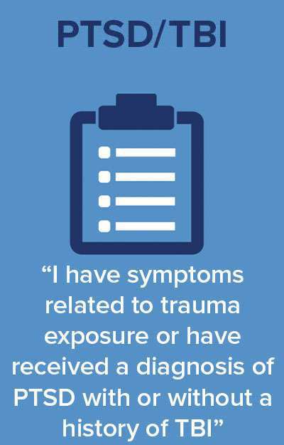 Symptoms related to trauma exposure, PTSD, or TBI