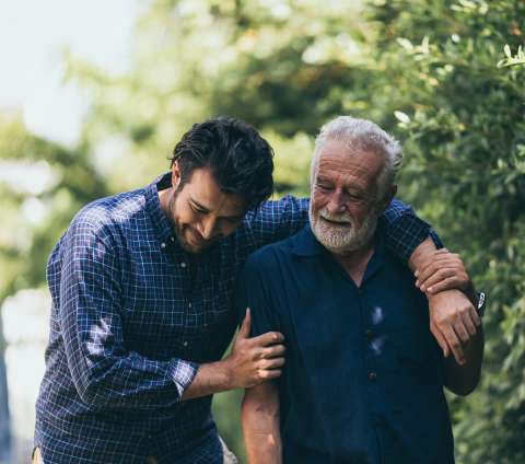 elderly man and son
