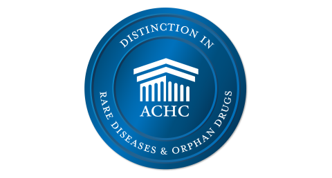 Blue ACHC seal reading Distinction in Rare Diseases & Orphan Drugs