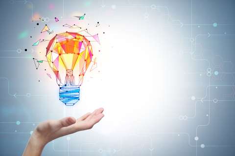 Hand holding lightbulb