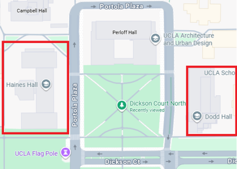 Directions to UCLA Haines Hall and Dodd Hall via Google Maps photo