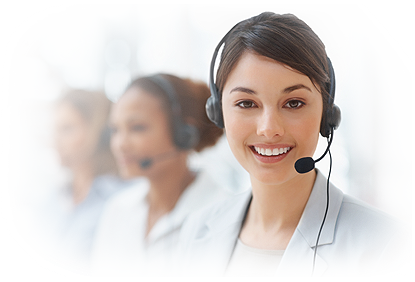 Call center female representative of UCLA Laser Refractive Center Facility wearing a headset.