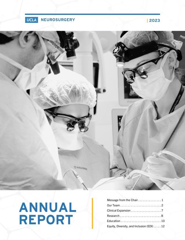 graphic from the 2023 Annual Report with a photo of 3 surgeons performing a surgery