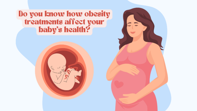 Pregnant woman touching her belly with both hands