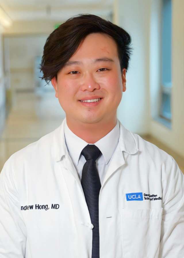 Headshot of Andrew Hong, MD in a white Lab Coat