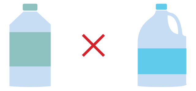 Burn Prevention - An illustration shows a green Hydrogen Peroxide bottle and a blue Vinegar bottle, with a large red X between them