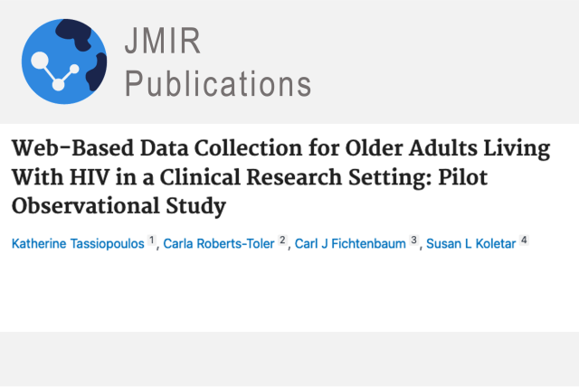 A masthead for a journal article titled, "Web-Based Data Collection for Older Adults Living With HIV in a Clinical Research Setting: Pilot Observational Study "