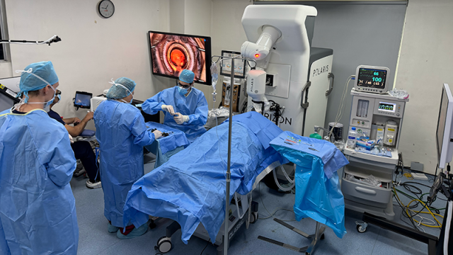 Doctors performing cataract surgery