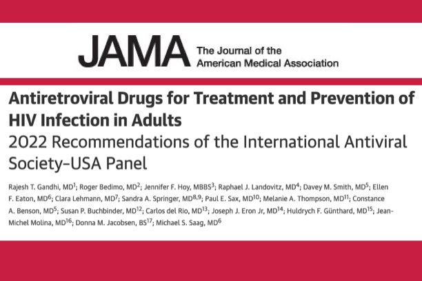 JAMA masthead for new publication titled, "Antiretroviral Drugs for Treatment and Prevention of HIV Infection in Adults2022 Recommendations of the International Antiviral Society–USA Panel."