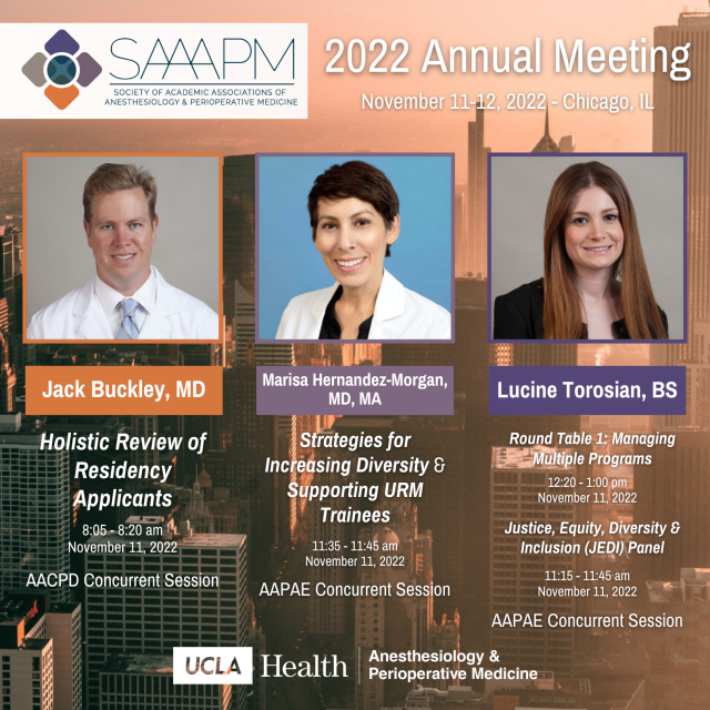 SAAAPM 2022 Roster with Jack Buckley, Marisa Hernandez-Morgan, and Lucine Torosian.