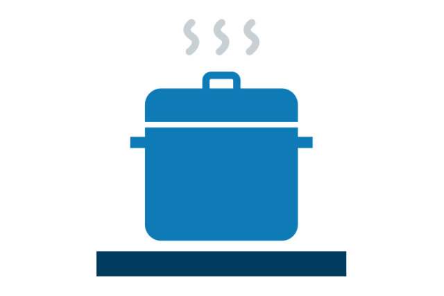 Types of burns - Steaming pot on hot pad icon