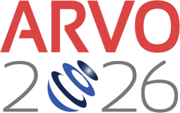 ARVO 2026 logo featuring red text and a blue spiral design.