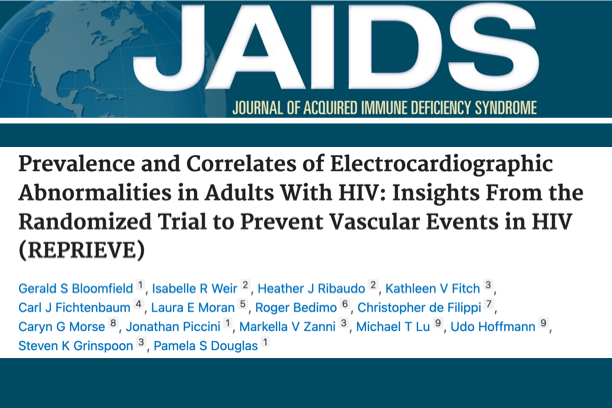 A masthead for a journal titled, "Prevalence and Correlates of Electrocardiographic Abnormalities in Adults with HIV: Insights from the REPRIEVE Trial"