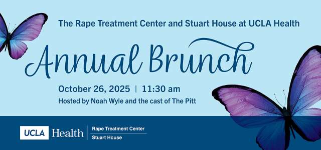 Graphic for the 2025 RTC annual brunch, with blue text and purple butterflies