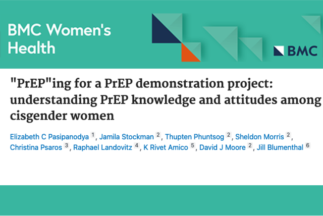 A masthead for a journal article titled, "“PrEP”ing for a PrEP demonstration project: understanding PrEP knowledge and attitudes among cisgender women"