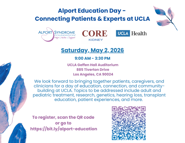 Alport Education Day at UCLA, May 2, 2026 — patient and expert event