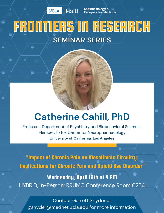 Frontiers in Research Seminar Series featuring Catherine Cahill, PhD