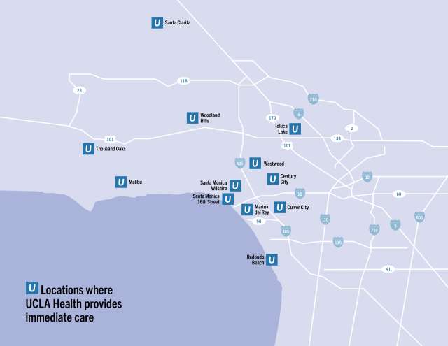 Map of immediate care locations