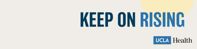 Linkedin Banner that says "Keep on rising" with the UCLAH logo
