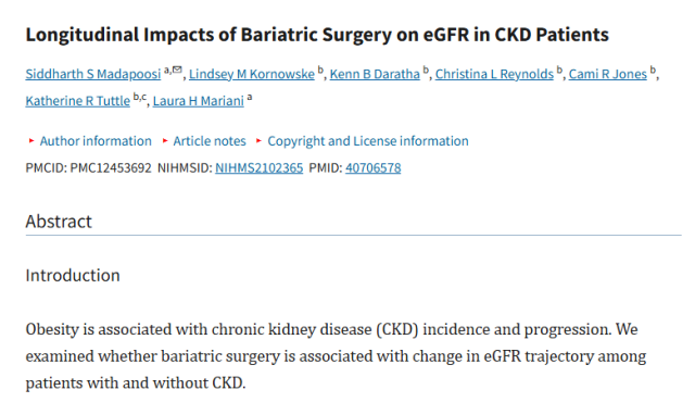 Longitudinal Impacts of Bariatric Surgery on eGFR in CKD Patients