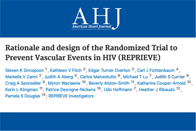Masthead for a research article titled, "Rationale and design of the Randomized Trial to Prevent Vascular Events in HIV (REPRIEVE)"